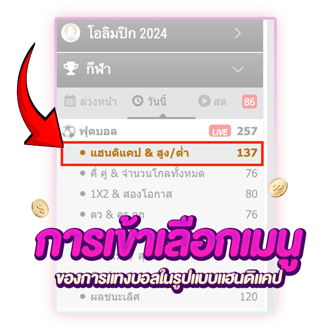 เลือกเมนูของการแทงบอลในรูปแบบแฮนดิแคป