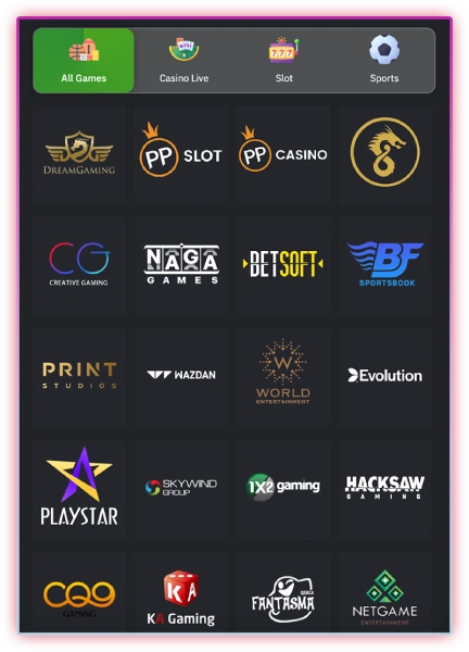 ค่ายเกมที่เปิดให้บริการ